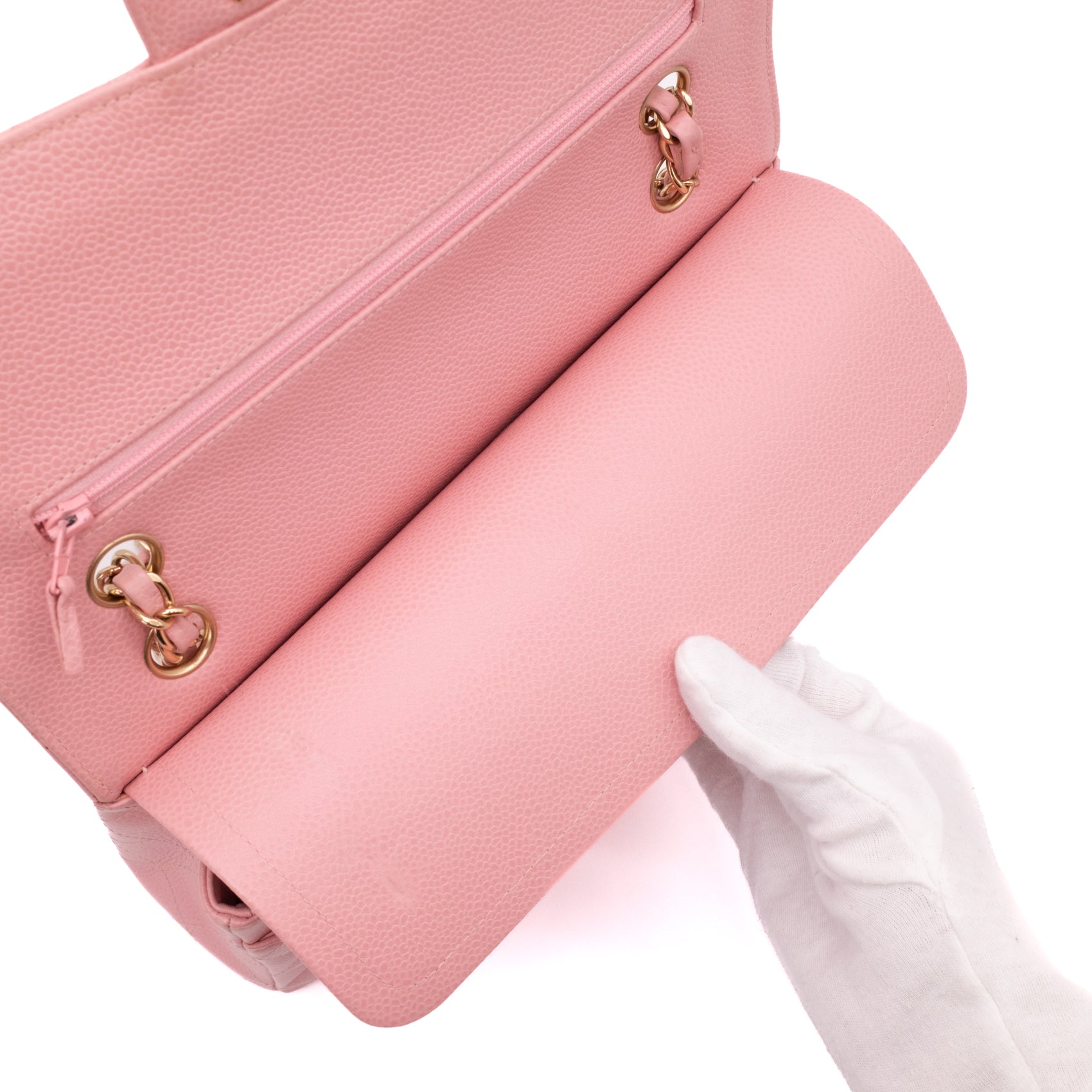 Chanel Classic Double Flap Bag Medium Caviar Sakura Pink 24k GHW