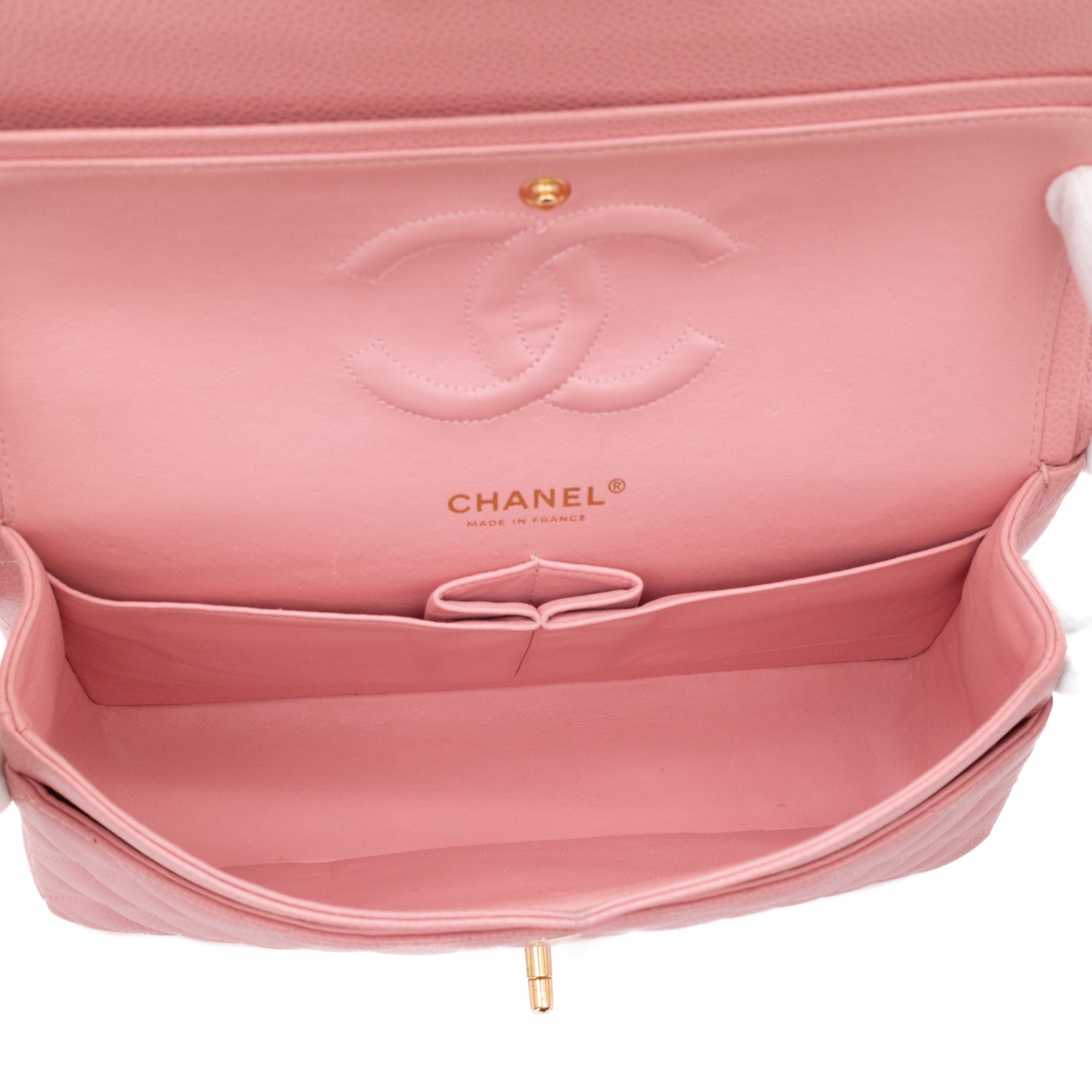Chanel Classic Double Flap Bag Medium Caviar Sakura Pink 24k GHW