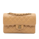 Chanel Classic Double Flap Small Caviar Leder Beige GHW