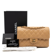 Chanel Classic Double Flap Small Caviar Leder Beige GHW