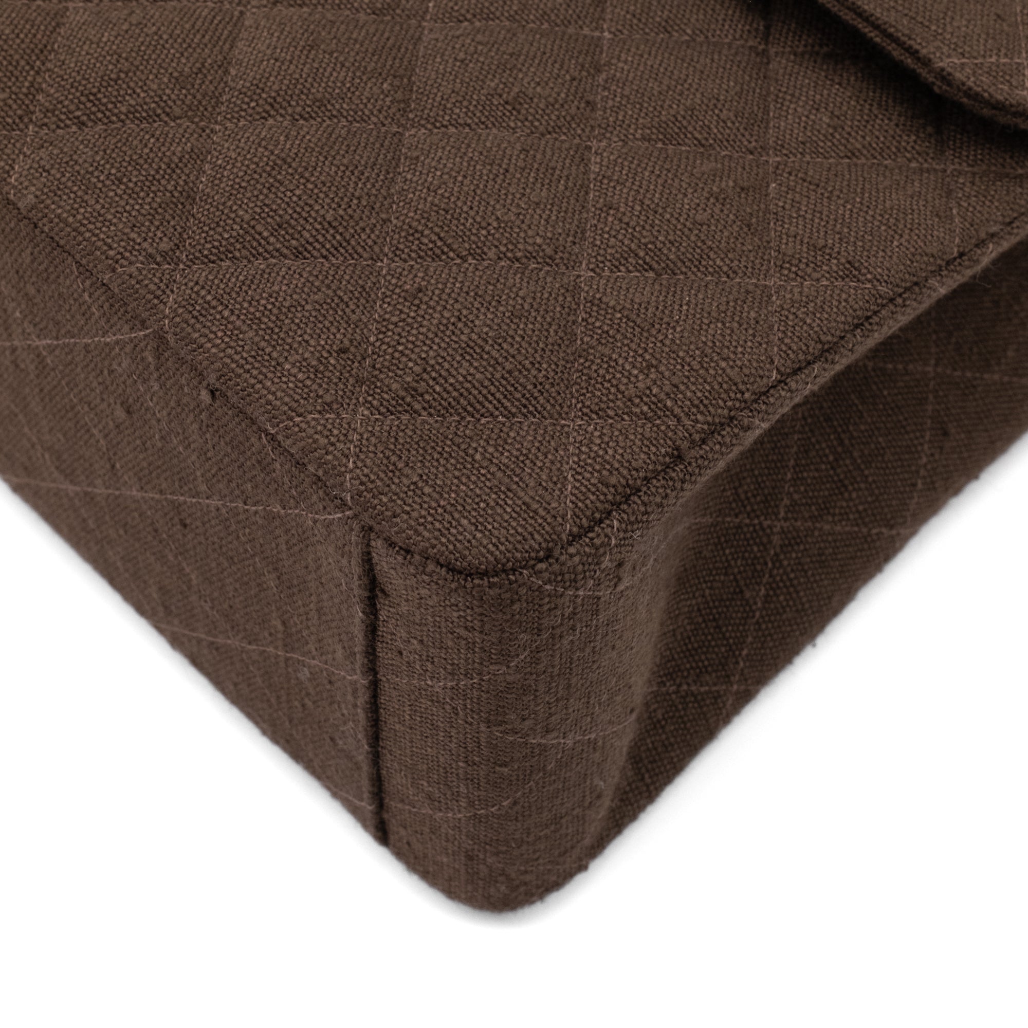 Chanel Classic Jumbo Maxi Single Flap Leinen Braun GHW