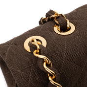 Chanel Classic Jumbo Maxi Single Flap Leinen Braun GHW