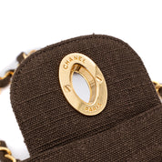 Chanel Classic Jumbo Maxi Single Flap Leinen Braun GHW