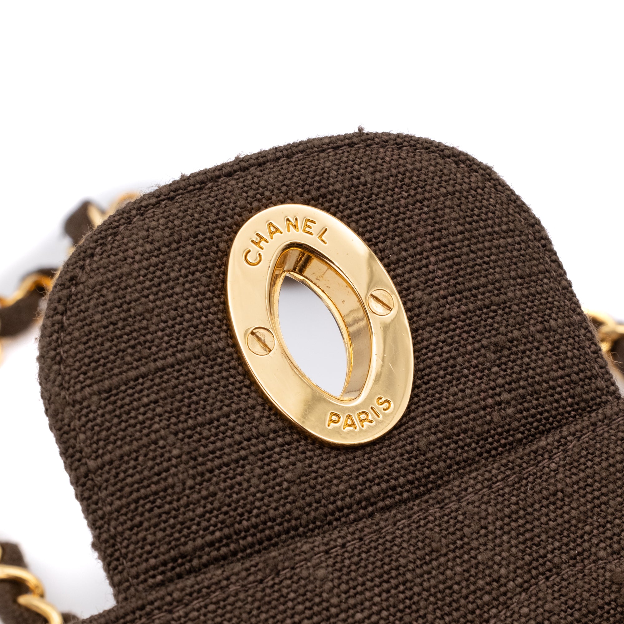 Chanel Classic Jumbo Maxi Single Flap Leinen Braun GHW