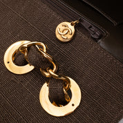 Chanel Classic Jumbo Maxi Single Flap Leinen Braun GHW