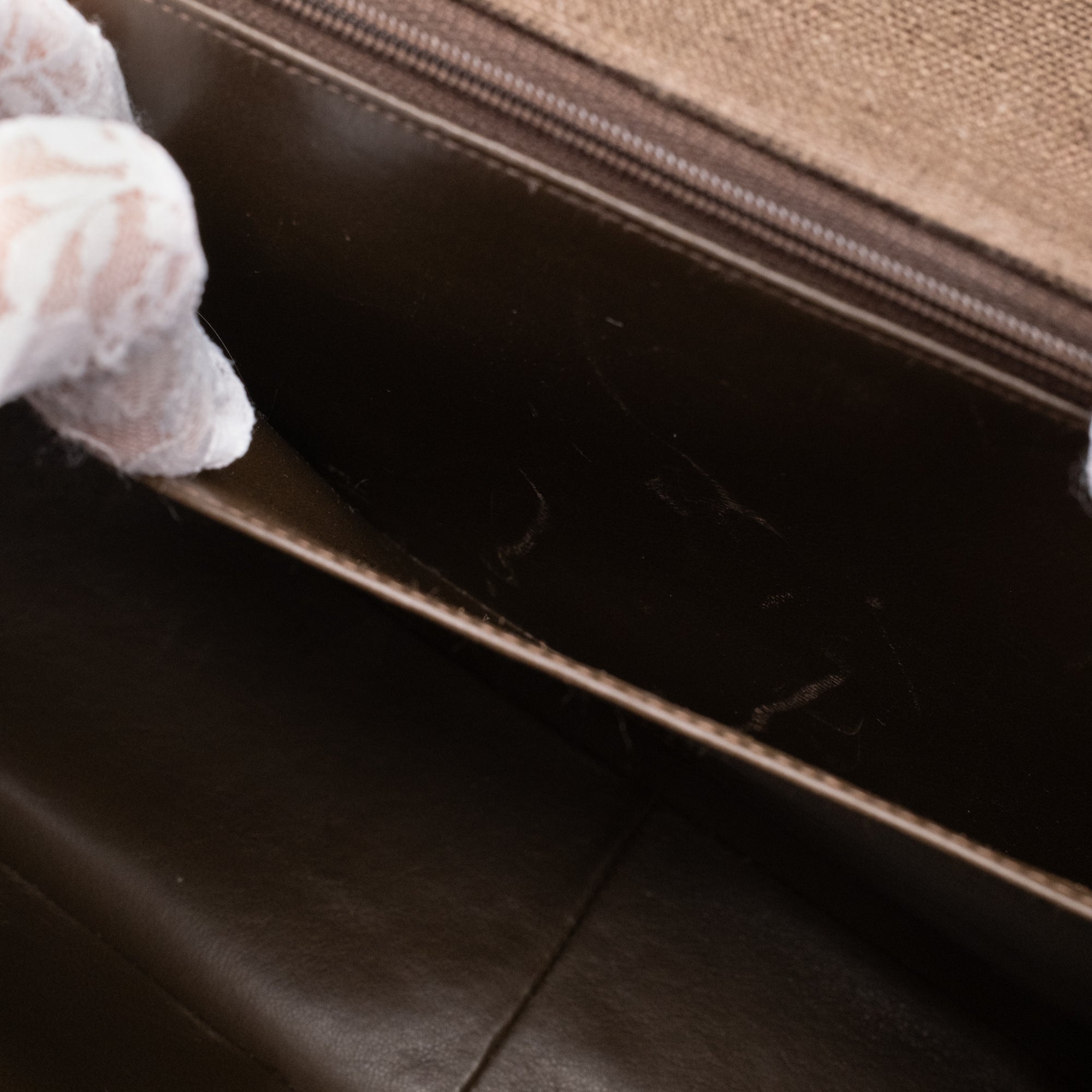 Chanel Classic Jumbo Maxi Single Flap Leinen Braun GHW