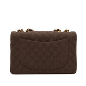 Chanel Classic Jumbo Maxi Single Flap Leinen Braun GHW