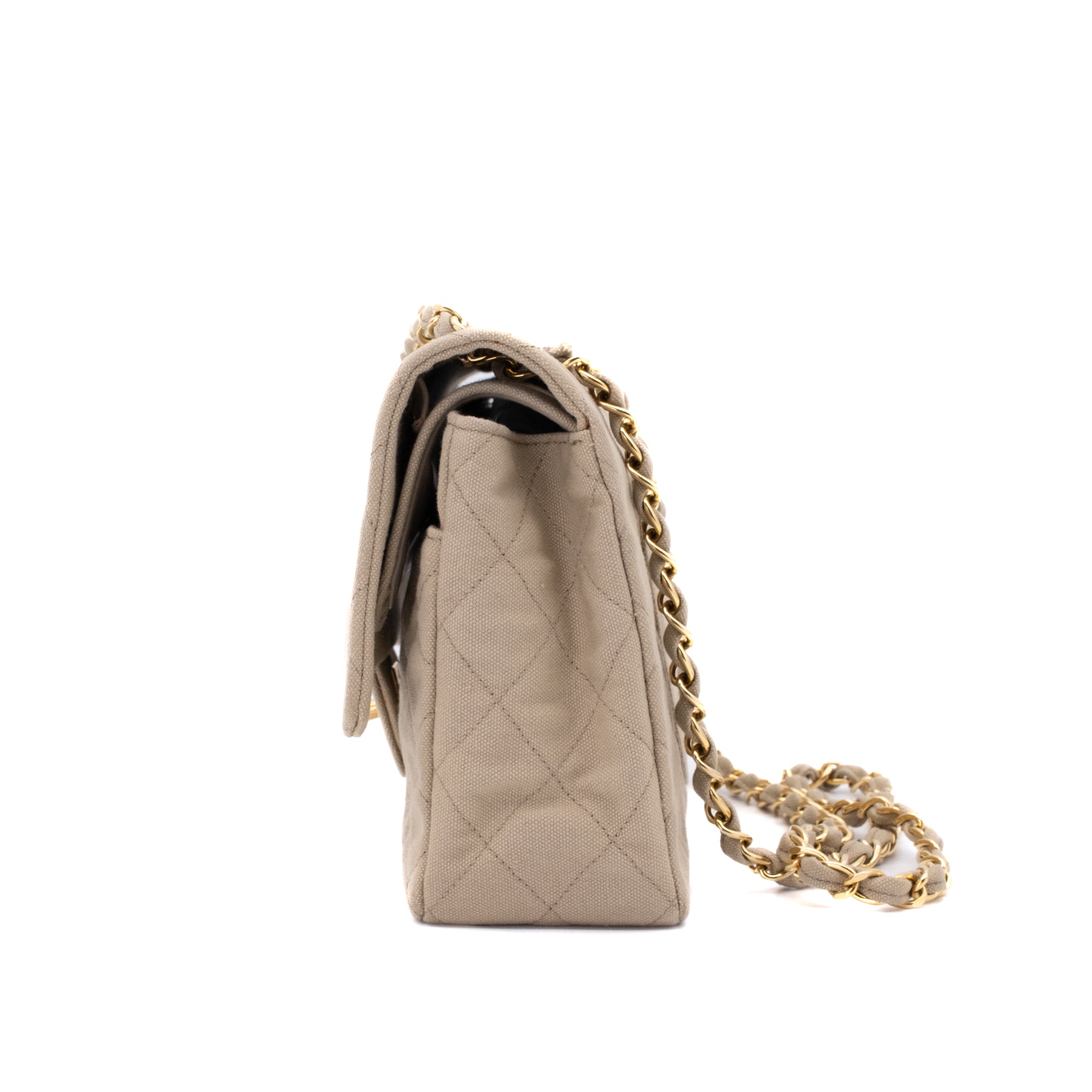 Chanel Classic Double Flap Medium Denim Beige GHW