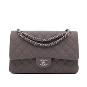 Chanel Classic Double Flap Medium Jersey Taupe Anthrazit PHW