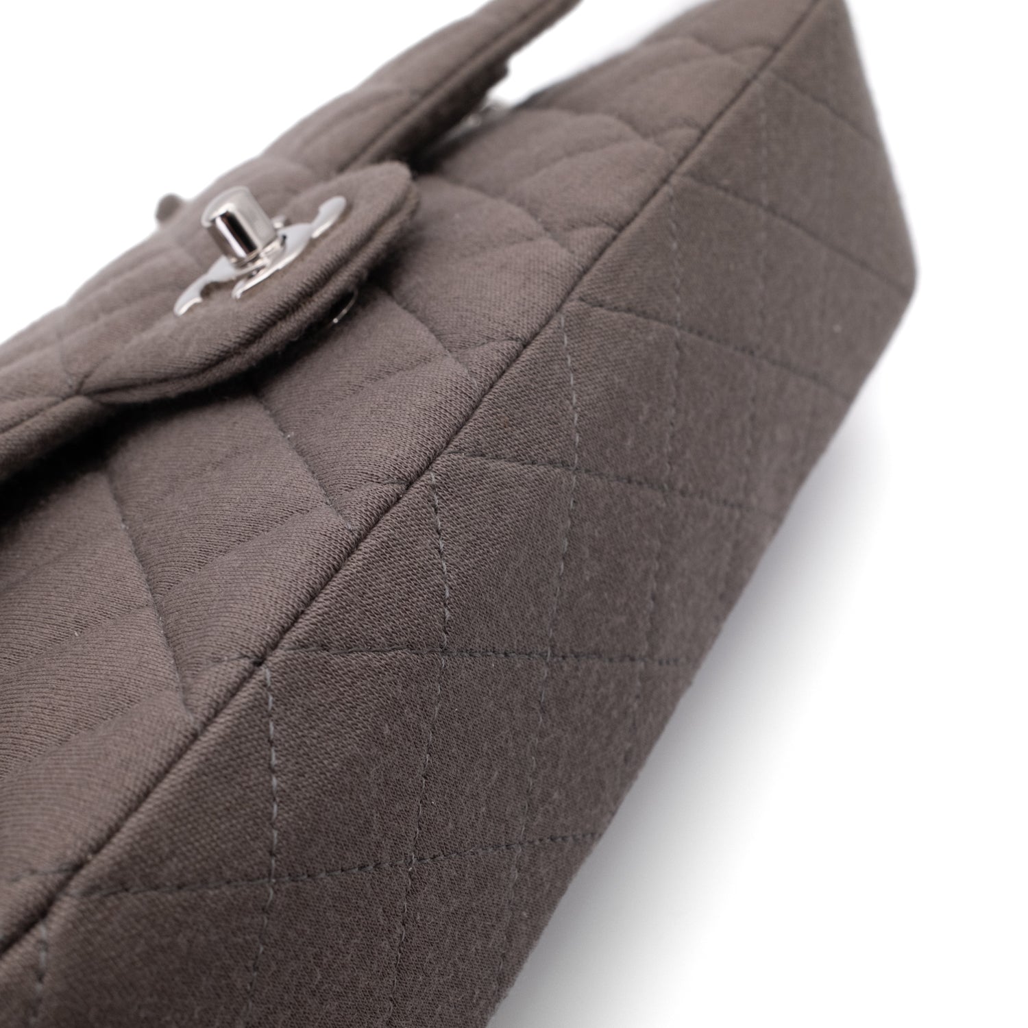 Chanel Classic Double Flap Medium Jersey Taupe Anthrazit PHW