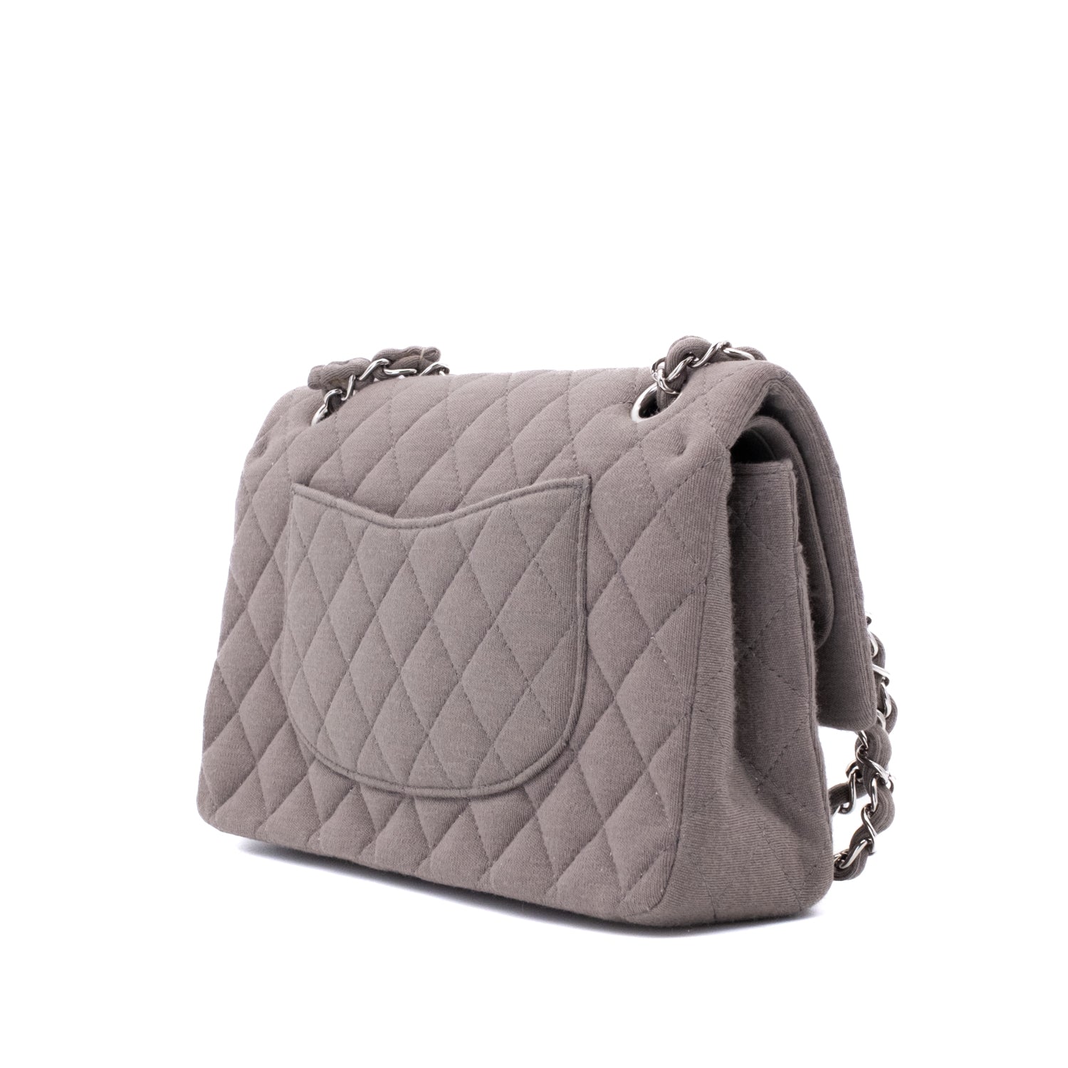 Chanel Classic Double Flap Medium Jersey Taupe Anthrazit PHW