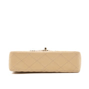 Chanel Classic Single Flap Medium Lammleder Beige GHW