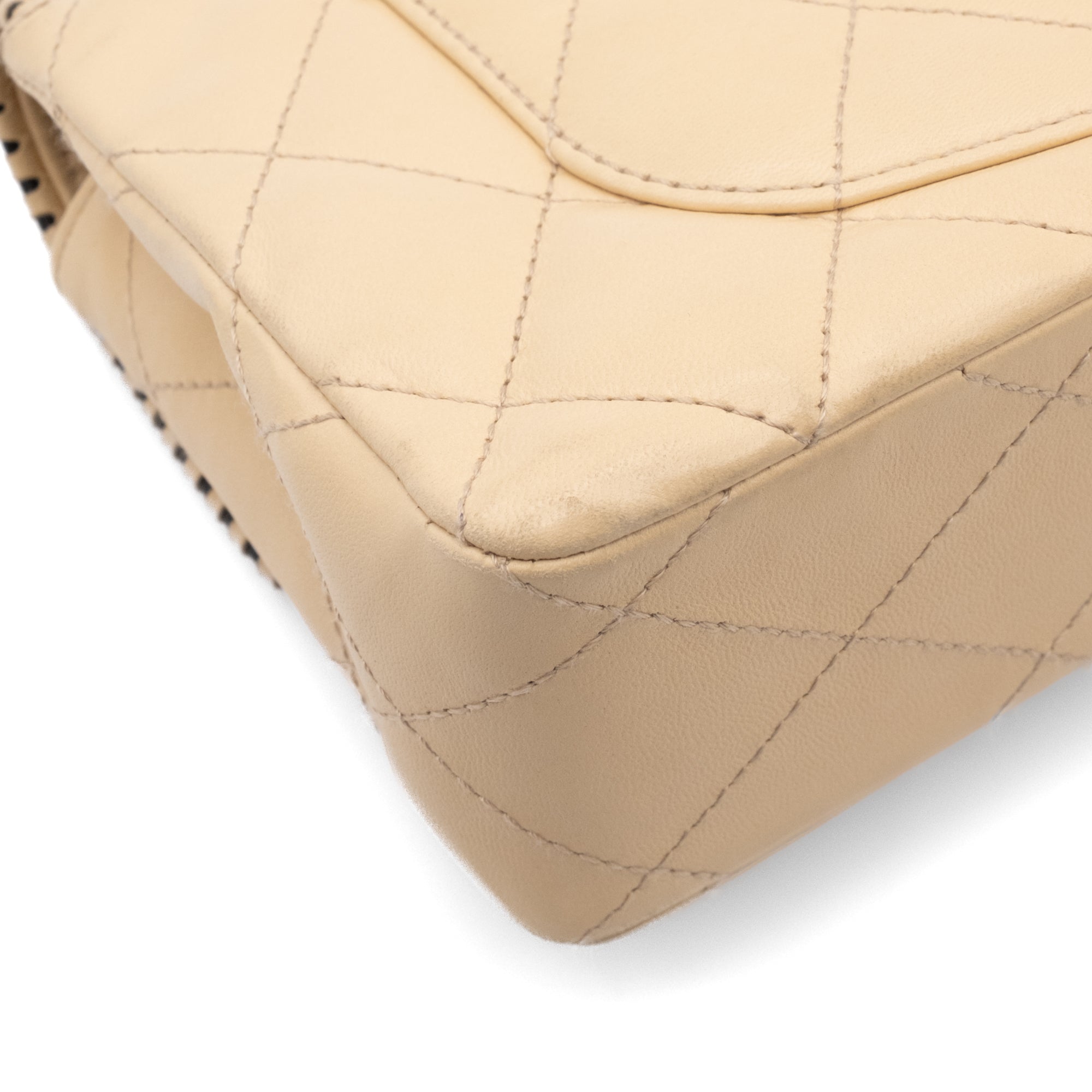 Chanel Classic Single Flap Medium Lammleder Beige GHW