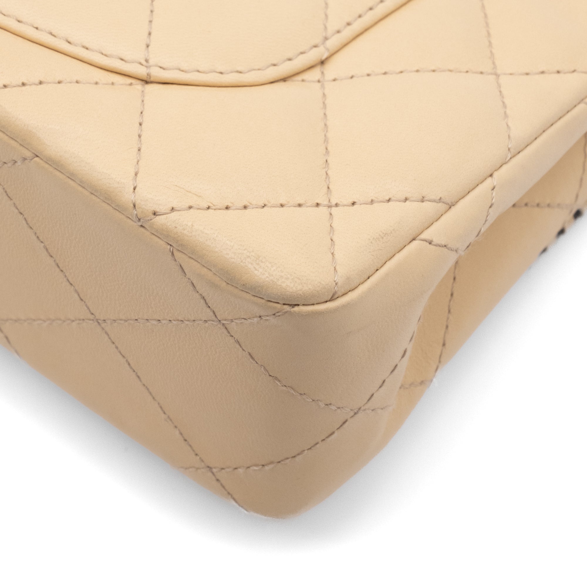 Chanel Classic Single Flap Medium Lammleder Beige GHW