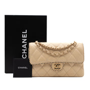 Chanel Classic Single Flap Medium Lammleder Beige GHW