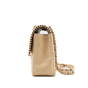 Chanel Classic Single Flap Medium Lammleder Beige GHW
