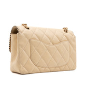 Chanel Classic Single Flap Medium Lammleder Beige GHW