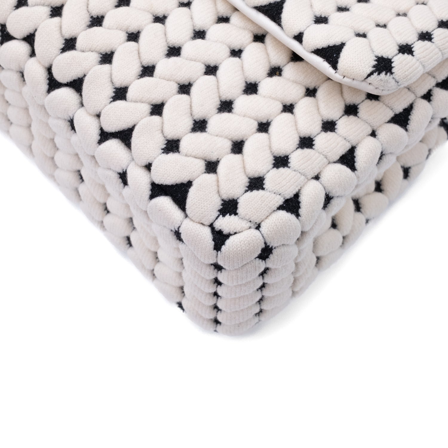 Chanel Classic Single Flap Medium Wolle Schwarz Weiß GHW