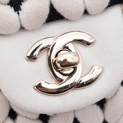 Chanel Classic Single Flap Medium Wolle Schwarz Weiß GHW