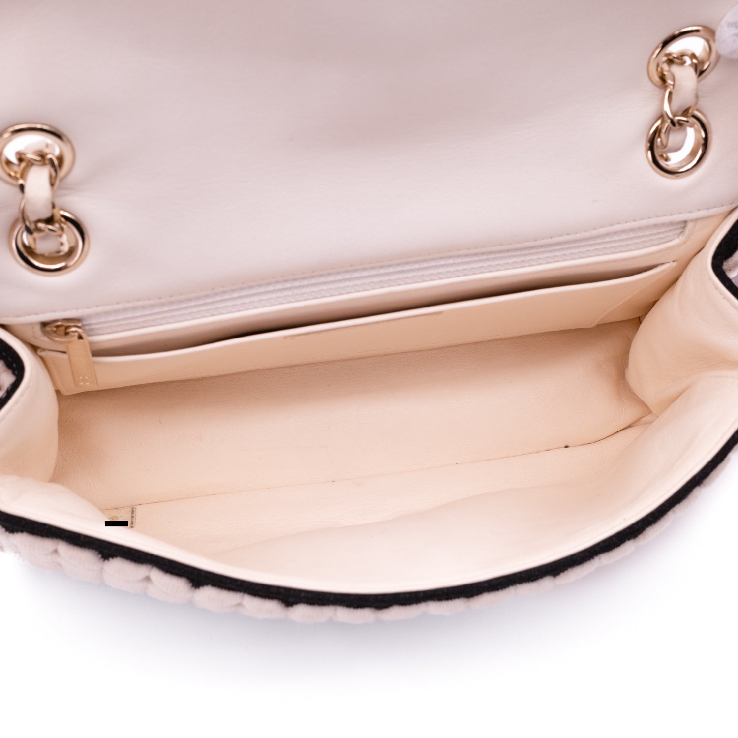 Chanel Classic Single Flap Medium Wolle Schwarz Weiß GHW