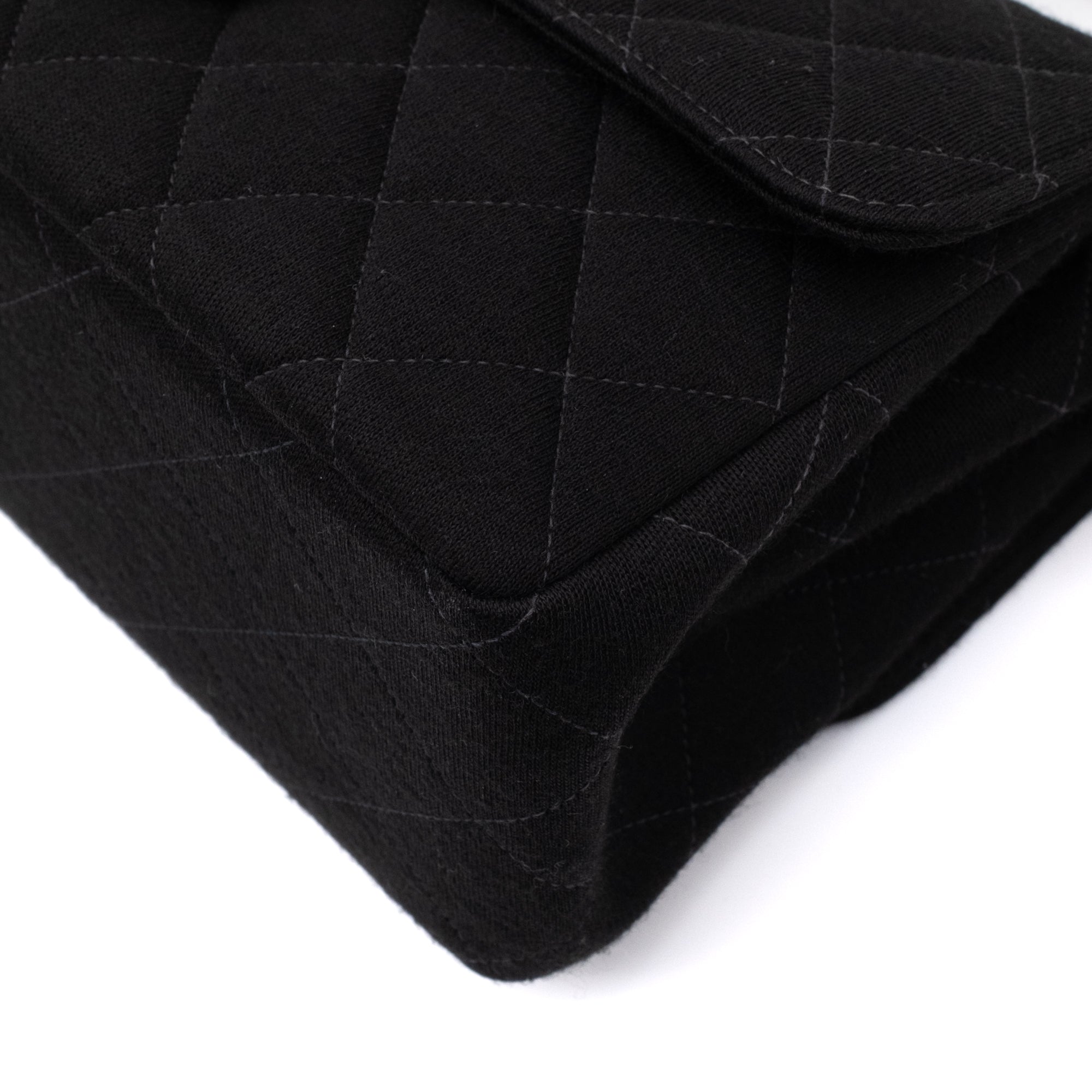 Chanel Classic Single Flap Medium Double Face Jersey Schwarz PHW