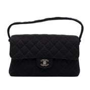 Chanel Classic Single Flap Medium Double Face Jersey Schwarz PHW