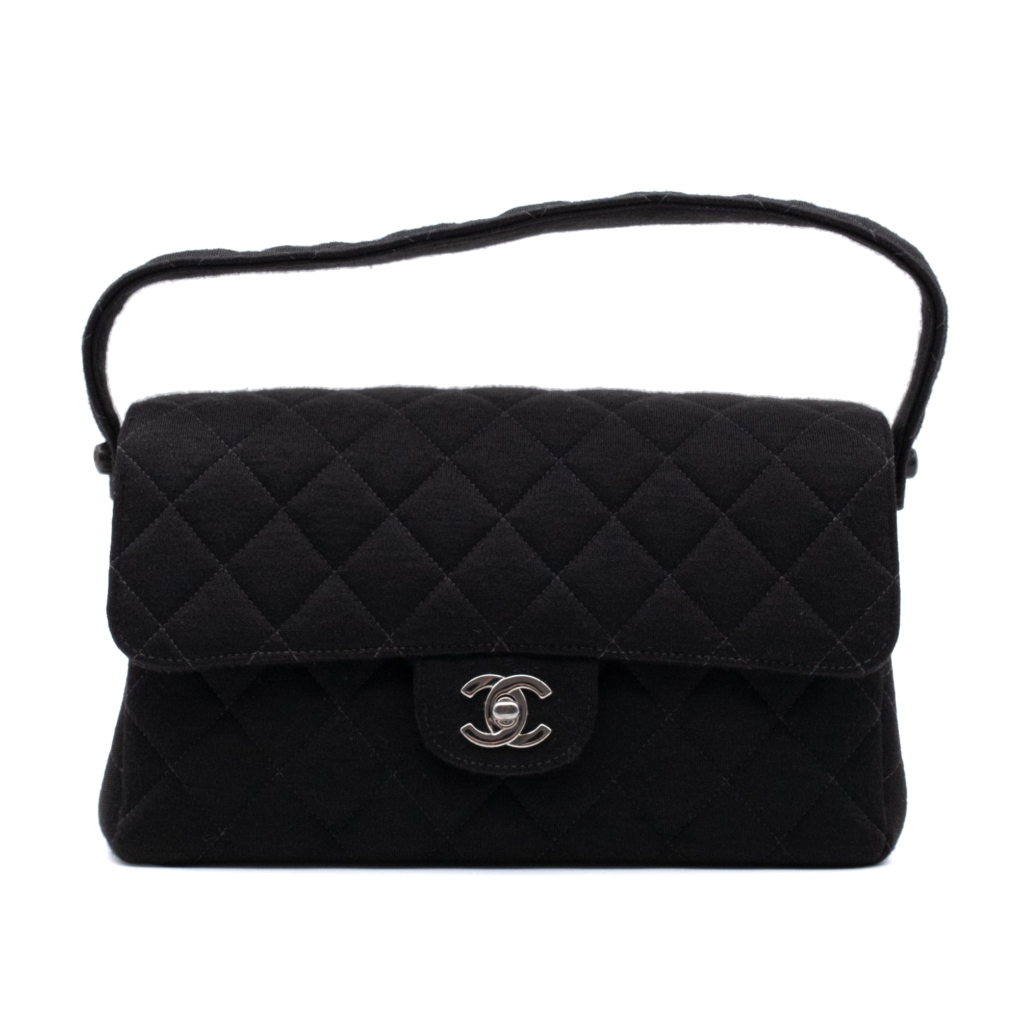 Chanel Classic Single Flap Medium Double Face Jersey Schwarz PHW