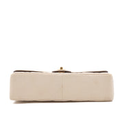 Chanel Classic Double Flap Medium Raffia Stroh Creme GHW