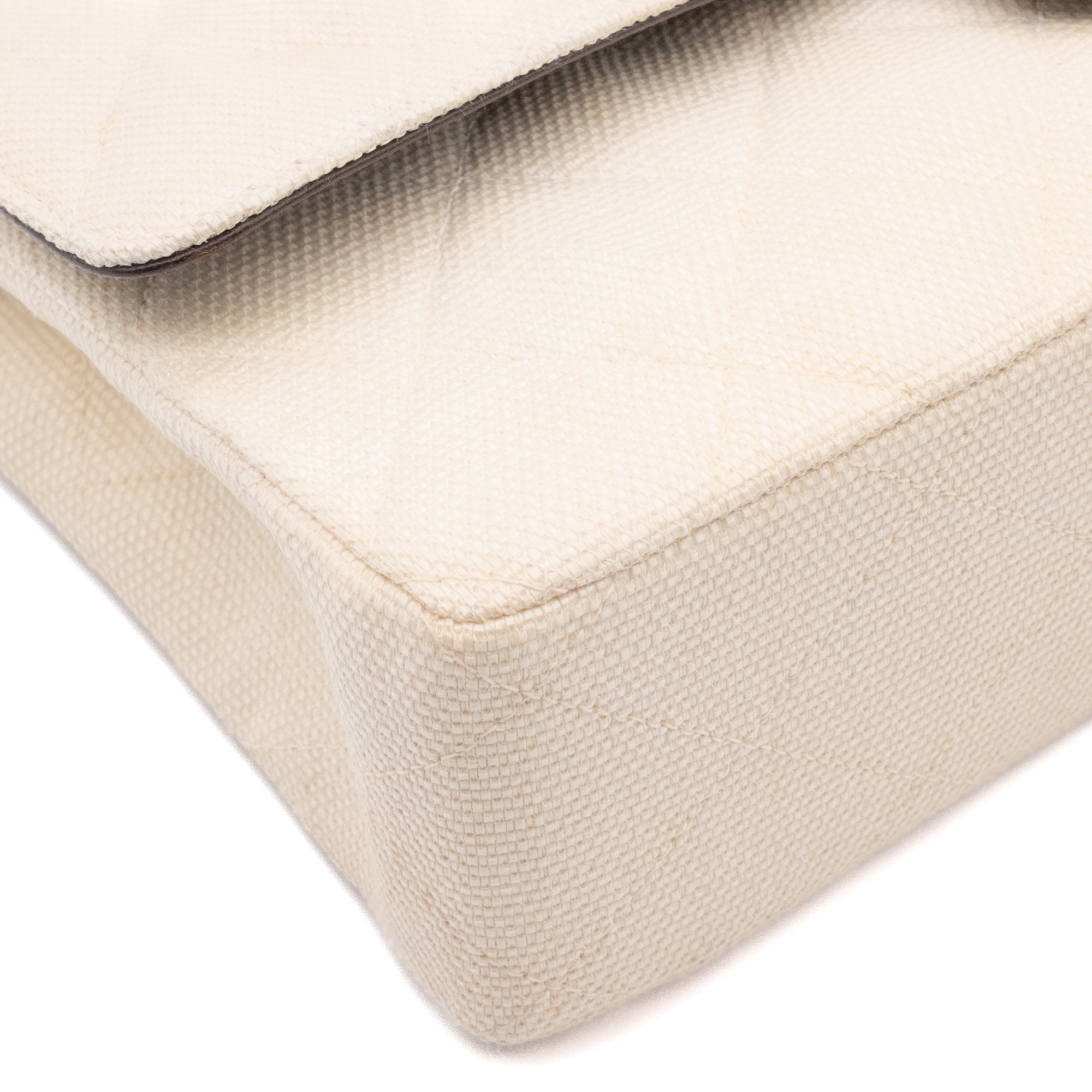 Chanel Classic Double Flap Medium Raffia Stroh Creme GHW