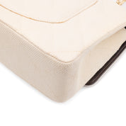 Chanel Classic Double Flap Medium Raffia Stroh Creme GHW