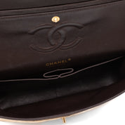 Chanel Classic Double Flap Medium Raffia Stroh Beige GHW