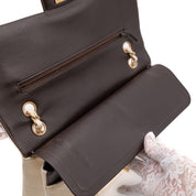 Chanel Classic Double Flap Medium Raffia Stroh Creme GHW