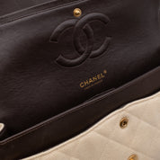 Chanel Classic Double Flap Medium Raffia Stroh Creme GHW