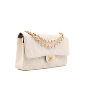 Chanel Classic Double Flap Medium Raffia Stroh Creme GHW