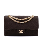 Chanel Classic Double Flap Medium Jersey Braun GHW