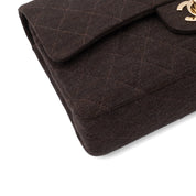 Chanel Classic Double Flap Medium Jersey Braun GHW