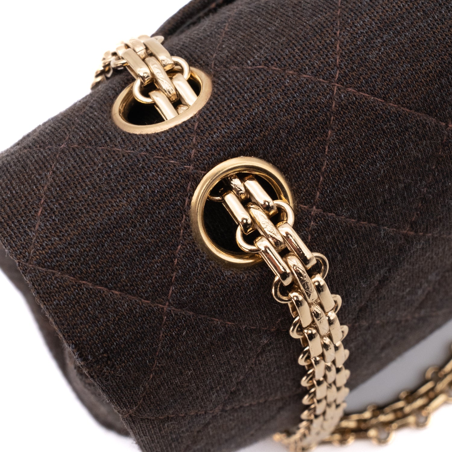 Chanel Classic Double Flap Medium Jersey Braun GHW