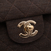 Chanel Classic Double Flap Medium Jersey Braun GHW