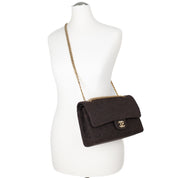 Chanel Classic Double Flap Medium Jersey Braun GHW
