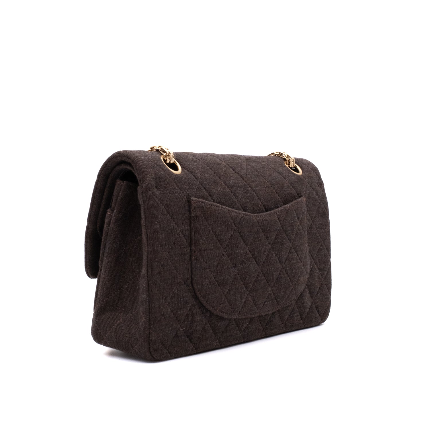 Chanel Classic Double Flap Medium Jersey Braun GHW