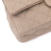 Chanel Classic Single Flap Medium Leinen Canvas Beige GHW