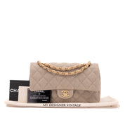 Chanel Classic Single Flap Medium Leinen Canvas Beige GHW