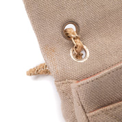 Chanel Classic Single Flap Medium Leinen Canvas Beige GHW
