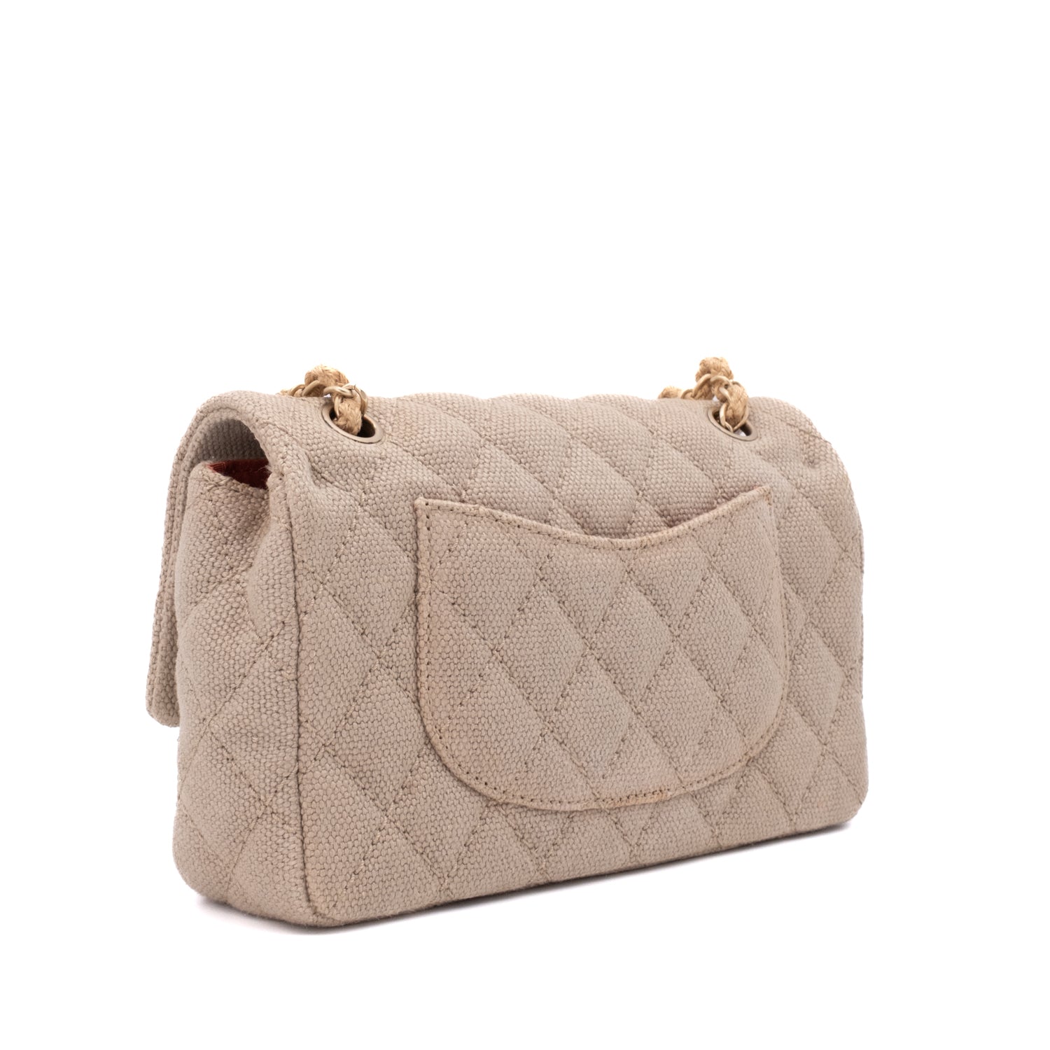 Chanel Classic Single Flap Medium Leinen Canvas Beige GHW