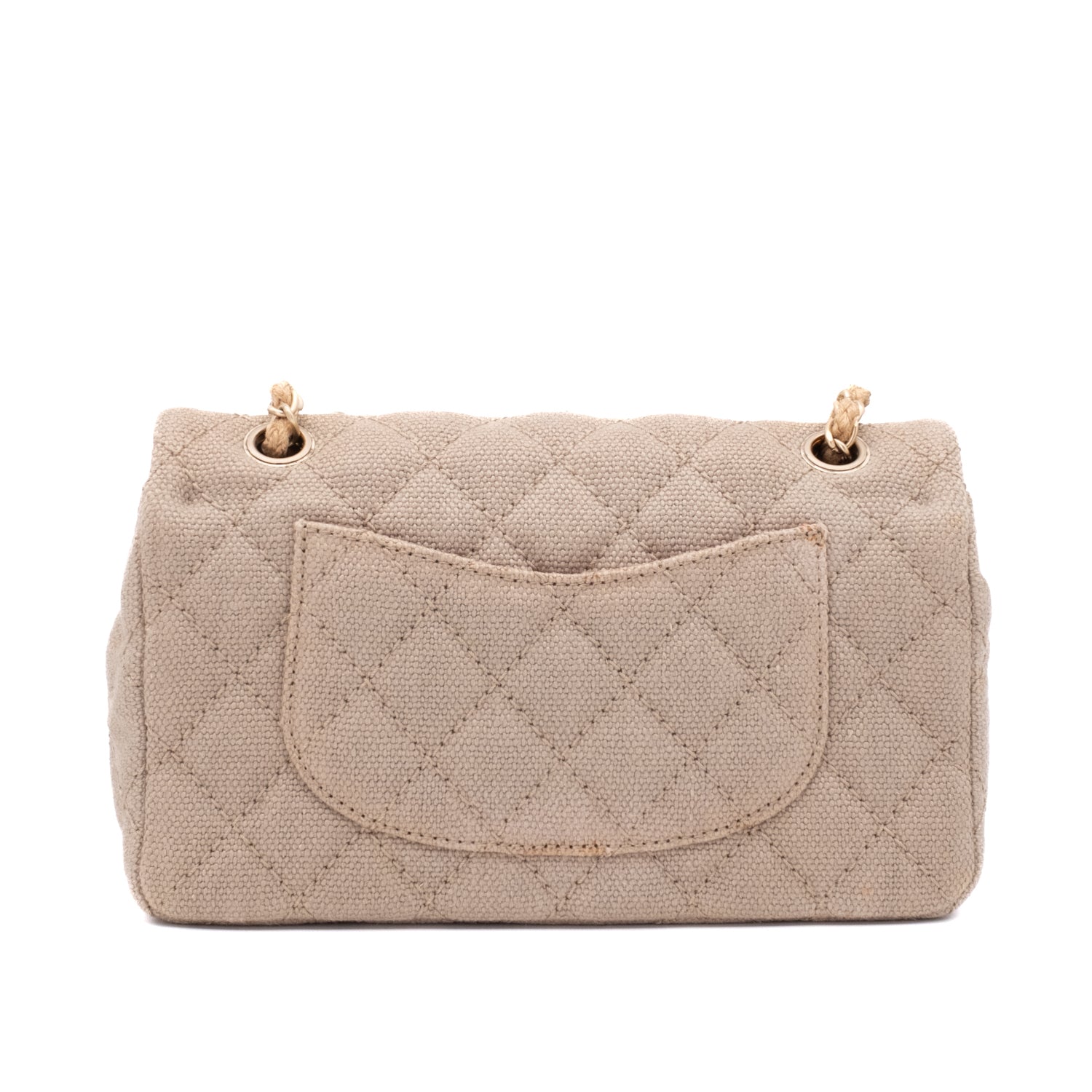 Chanel Classic Single Flap Medium Leinen Canvas Beige GHW