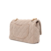 Chanel Classic Single Flap Medium Leinen Canvas Beige GHW