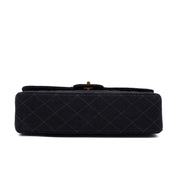 Chanel Classic Double Flap Medium Canvas Leinen Schwarz GHW