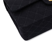 Chanel Classic Double Flap Medium Canvas Leinen Schwarz GHW