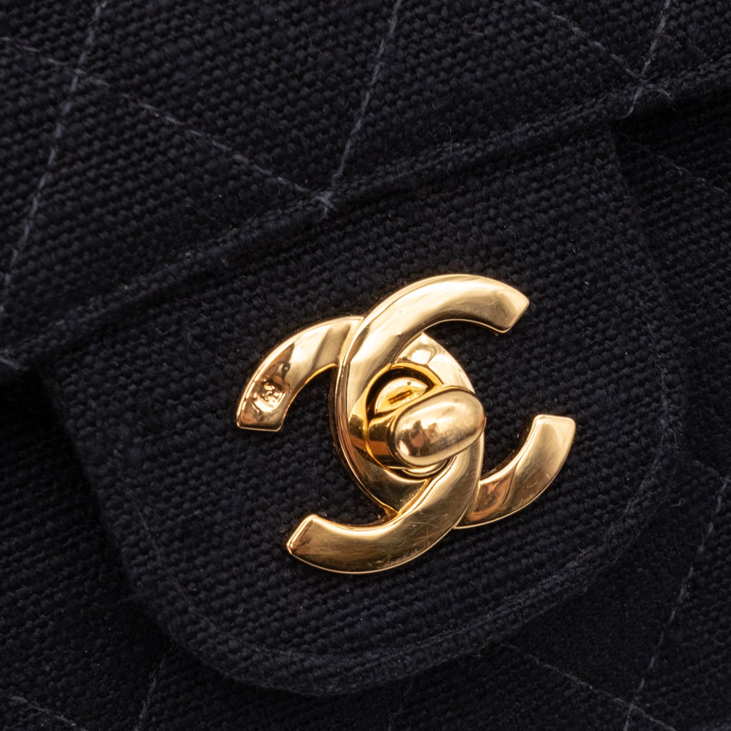 Chanel Classic Double Flap Medium Canvas Leinen Schwarz GHW