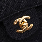 Chanel Classic Double Flap Medium Canvas Leinen Schwarz GHW